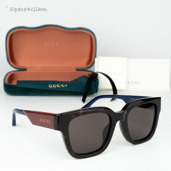 NEW Gucci GG1670SK 002 Havana Red Blue Grey Unisex Square Sunglasses GG 1670SK